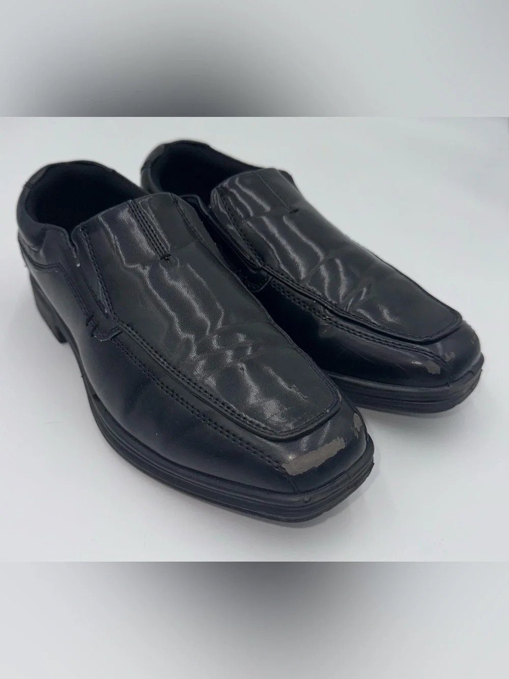 Deer Stags Wise Black Slip-On Dress Shoes Boys Size 3 Wide School Loafers